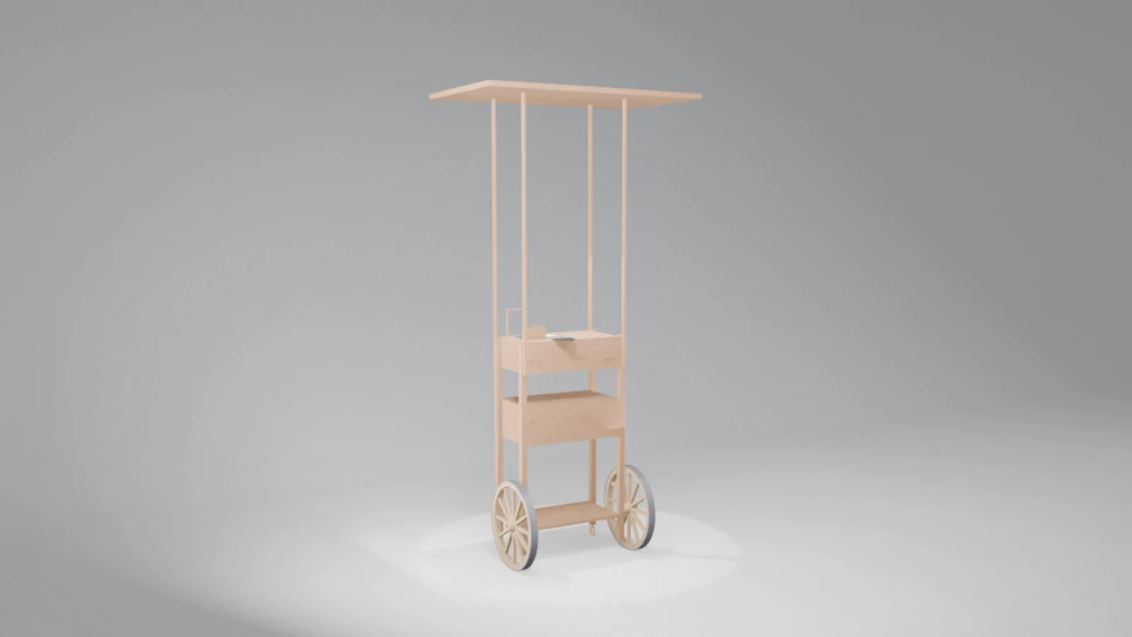 Foley-Bus cart opening: the flap folds out and the mixer and sampler are set on top.