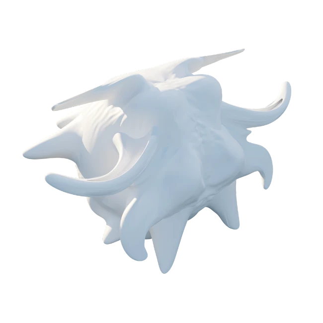 White organic sculpture with horn-like spikes